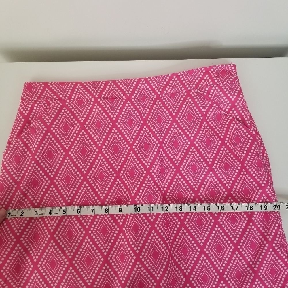 Coral Bay Golf Skort Pink/White Geometric Print Size 10 Stretch - Picture 13 of 13
